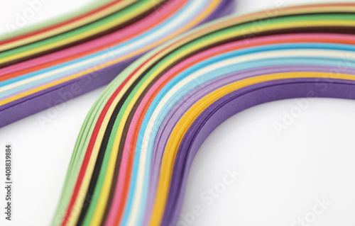 Abstract color wave rainbow strip paper frame horizontal background.