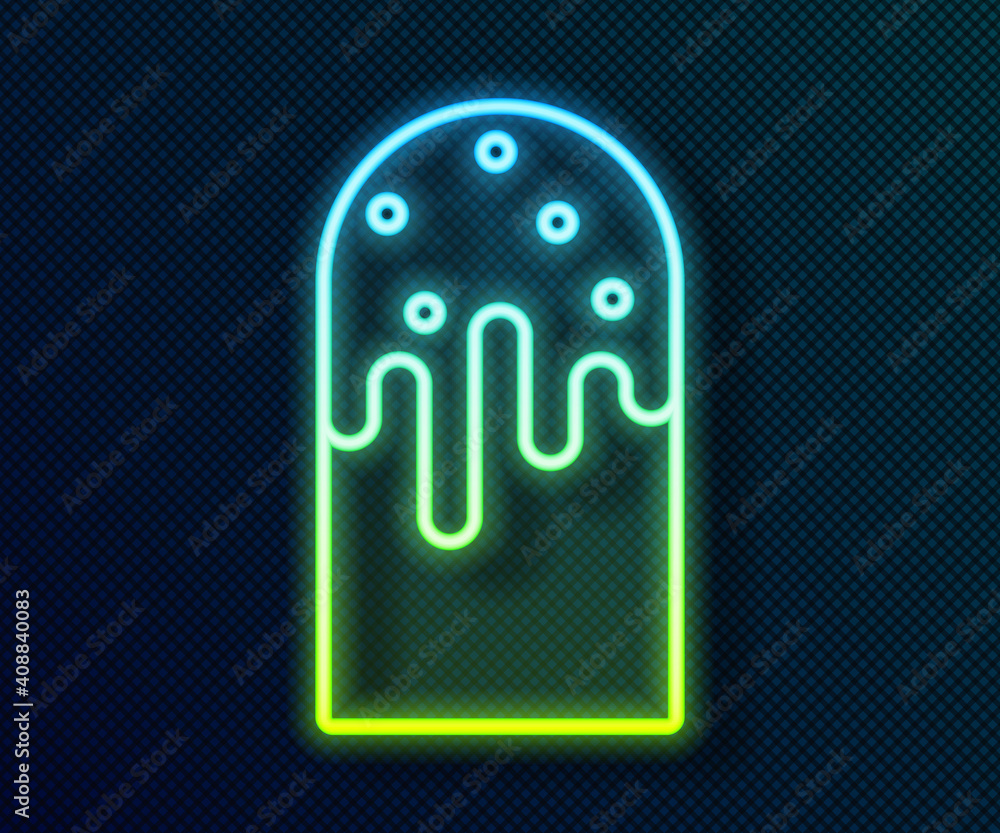 Glowing neon line Easter cake icon isolated on black background. Happy Easter. Vector. Glowing neon line Easter cake icon isolated on black background. Happy Easter. Vector.