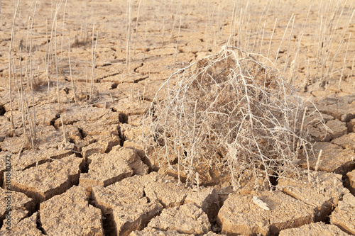 Φωτογραφία Dry and cracked land, dry due to lack of rain, in the Loteta reservoir, near the town of Gallur, Spain