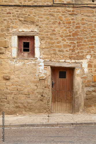 Door and window in a house from medieval times, in the town of Uncastillo, in the Cinco Villas region, in the province of Zaragoza, Aragon, Spain. © Alvaro