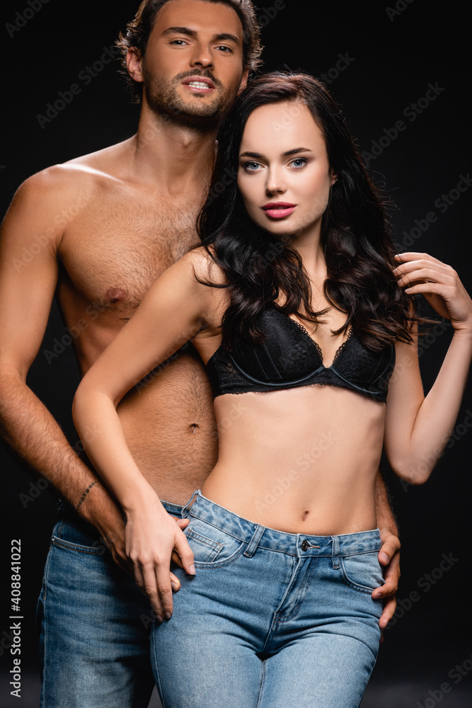 sexy muscular man and seductive 