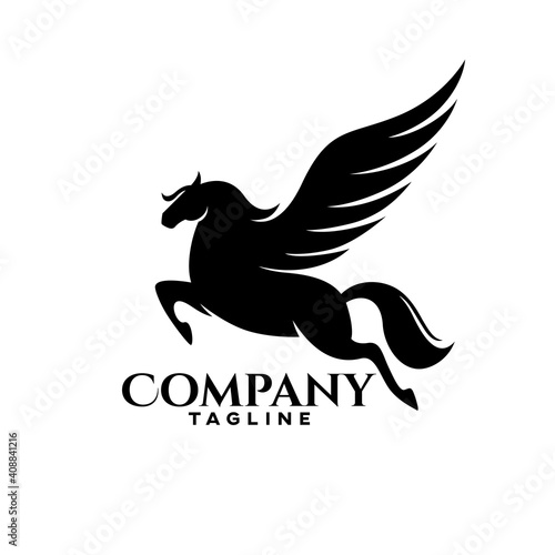 Modern horse pegasus logo