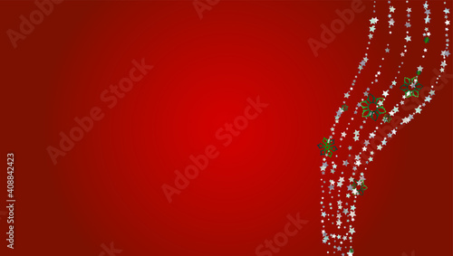 Christmas  Vector Background with Falling Glitter Snowflakes and Stars. Isolated on Transparent. Realistic Snow Twinkly Pattern. Glitter Overlay Print. Winter Party. Design for Banner, Poster.