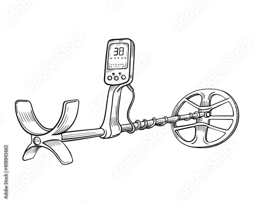 metal detector hand drawing vector sketch