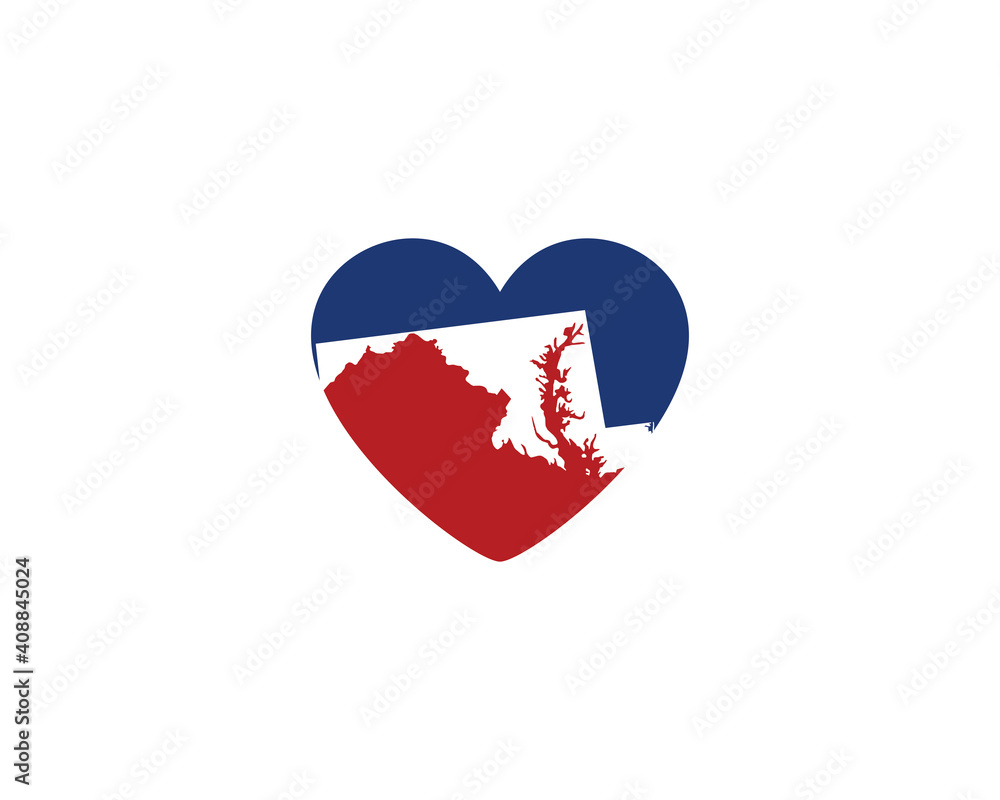 Maryland Map and Heart Logo 001 Maryland Map and Heart Logo 001