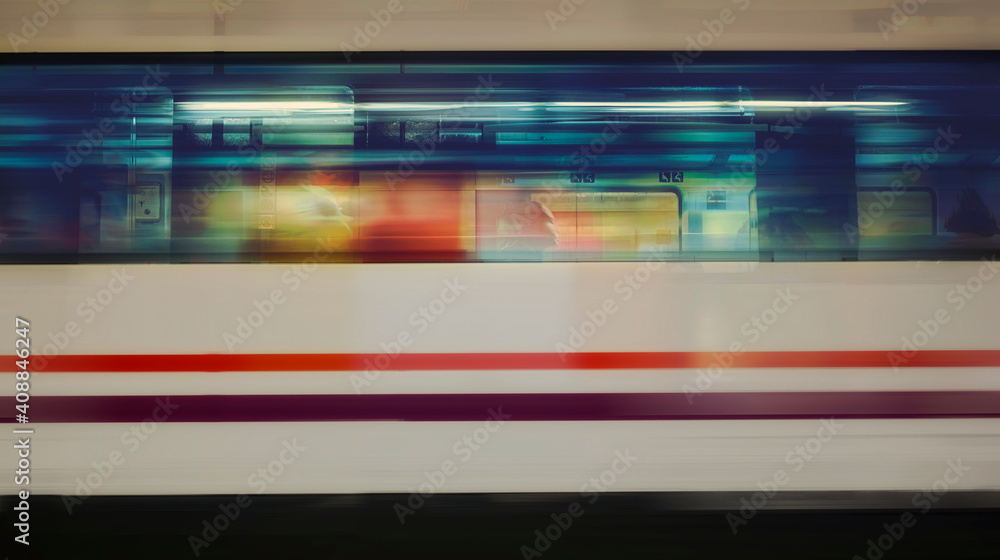 Motion blur of high speed train in subway