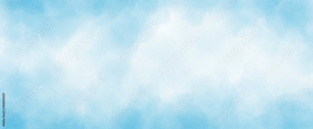 Light blue watercolor background hand-drawn with copy space for text	