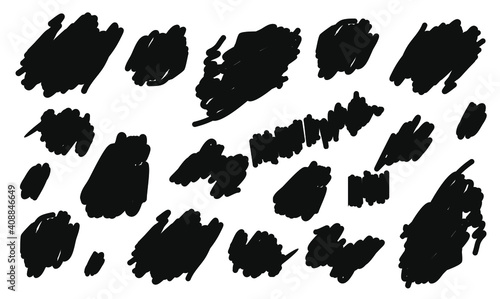 Scribbled hand drawn abstract arty felt tip pen strokes shapes. Raw monochrome black and white pattern vector design element. Hipster fresh animal print style.  Trendy quirky chic graphic composition 