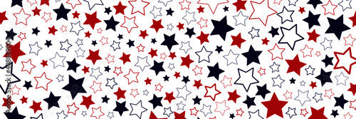 Stars abstract pattern design. Red, blue and white star pattern. American USA flag colors concept. Creative trendy stars shape icons