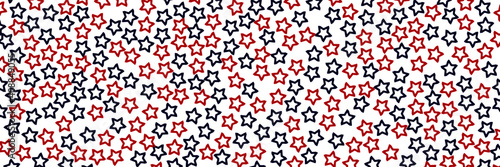 Abstract stars seamless pattern. Red, white and blue color design. Star shapes geometric icons vector illustration