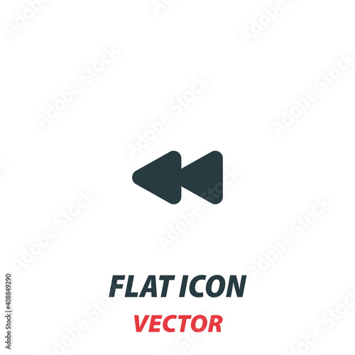 Fast Rewind media control icon in a flat style. Vector illustration pictogram on white background. Isolated symbol suitable for mobile concept, web apps, infographics, interface and apps design