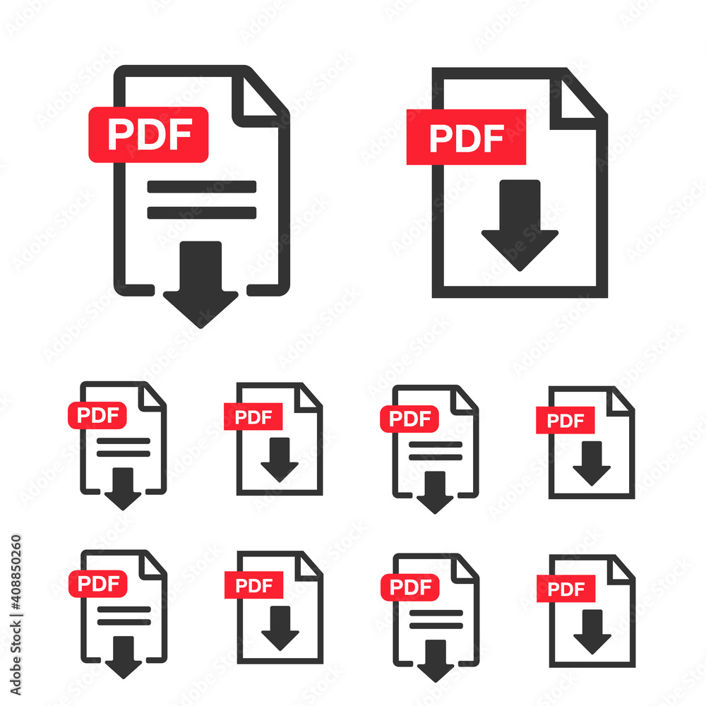 PDF file download icon. Document text, symbol web format information PDF file download icon. Document text, symbol web format information