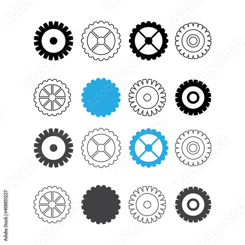 Gears vector icons. Gear wheel machine signs