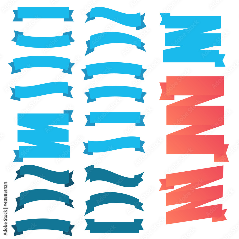 Cartoon ribbon set vector illustration. Banner ribbon vector set. Colored ribbon for decoration Cartoon ribbon set vector illustration. Banner ribbon vector set. Colored ribbon for decoration