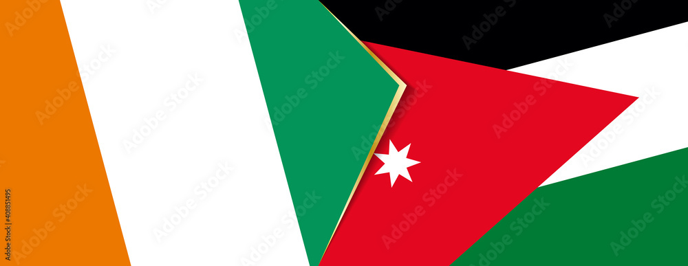 Ivory Coast and Jordan flags, two vector flags. Ivory Coast and Jordan flags, two vector flags.