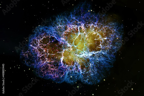 Photography Crab Nebula, Supernova Core pulsar neutron star.