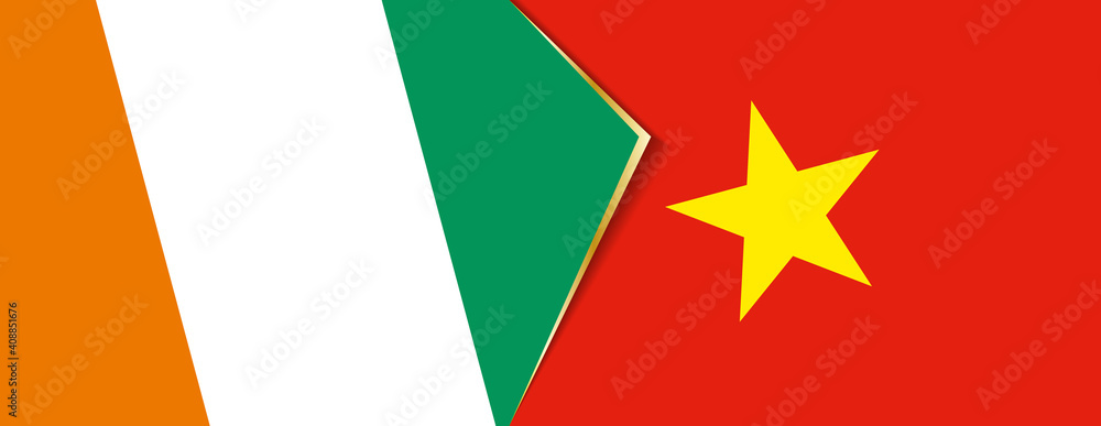 Ivory Coast and Vietnam flags, two vector flags. Ivory Coast and Vietnam flags, two vector flags.