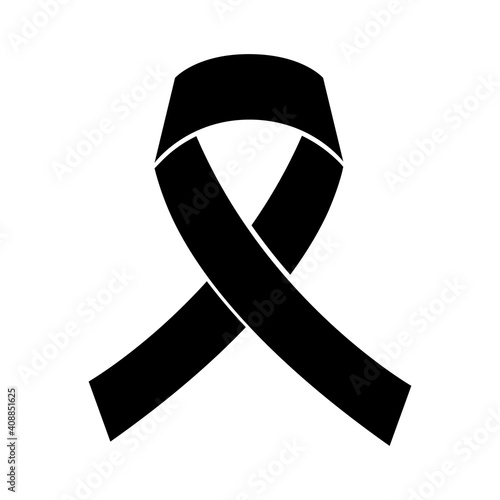 Mourning and melanoma support symbol. Black ribbon. Vector illustration