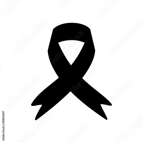 Mourning and melanoma support symbol. Black ribbon. Vector illustration.