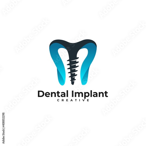 dentistry implant - dental, tooth treatment, orthodontic business logo icon concept abstract