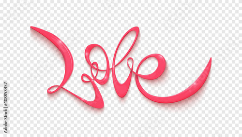 Love handwritten lettering. Vector blank on transparent background