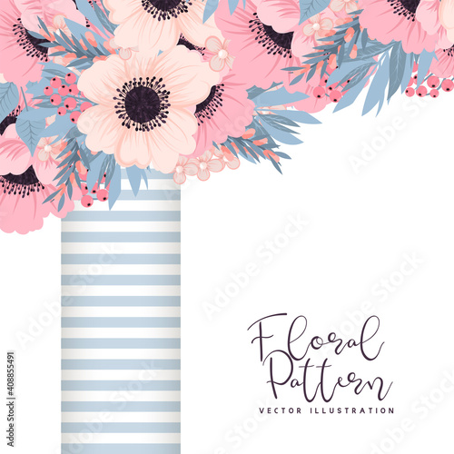 Floral wedding template - pink floral card