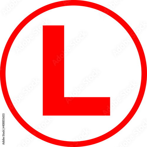 Learning driver sign. Red circle background. Windows car sticker. Safety signs and symbols.
