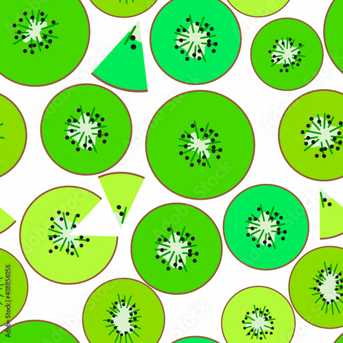 Green kiwi slices on white background pattern