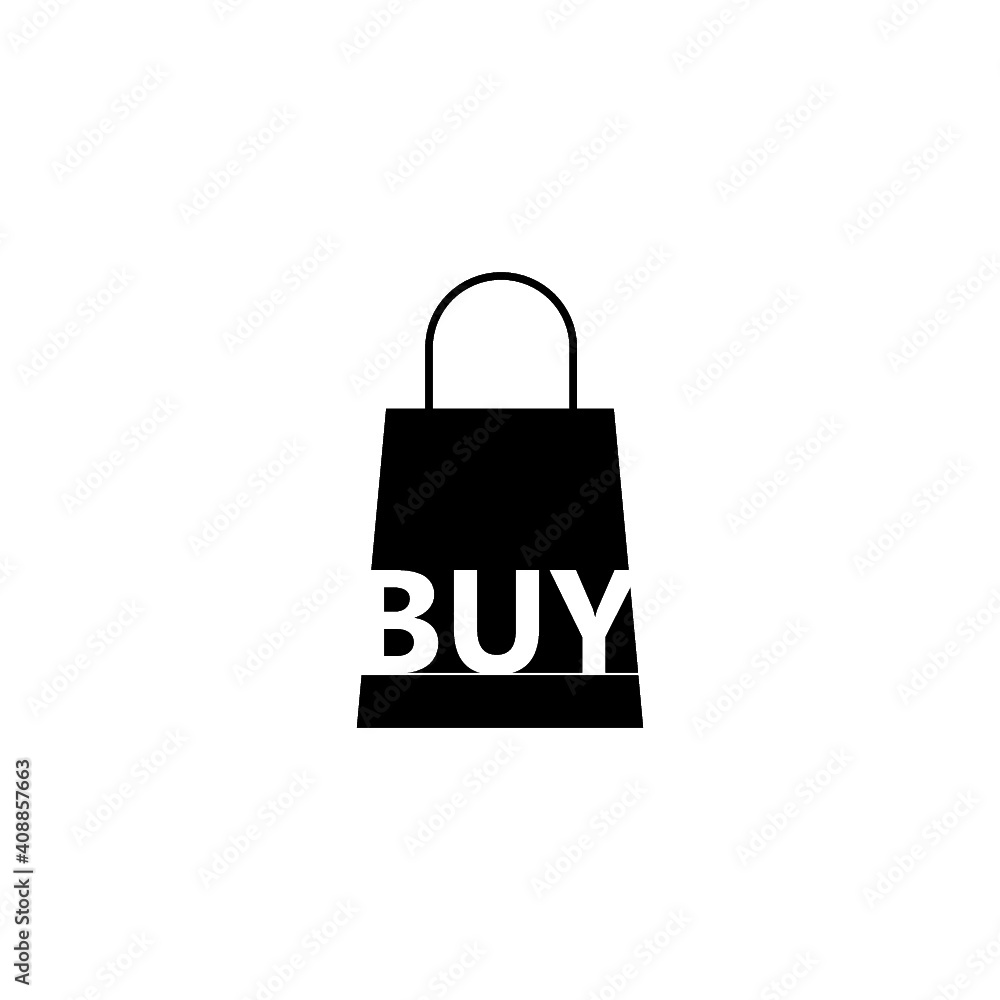 Word Buy on Shopping bag icon isolated on white background Word Buy on Shopping bag icon isolated on white background