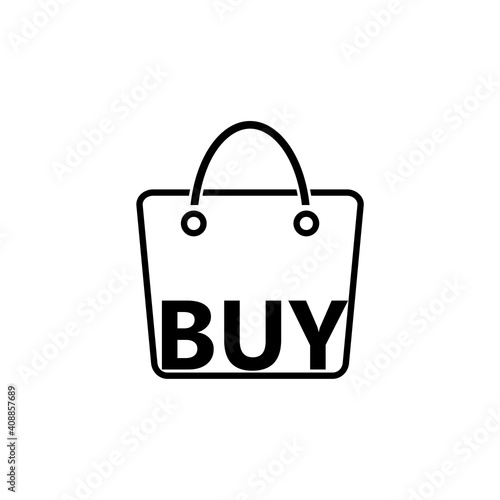 Word Buy on Shopping bag icon isolated on white background