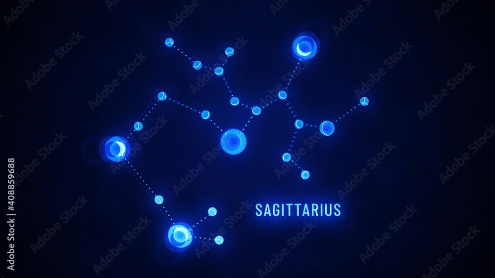 Sagittarius Zodiac Signs Constellations Background/ 4k animation of a ...