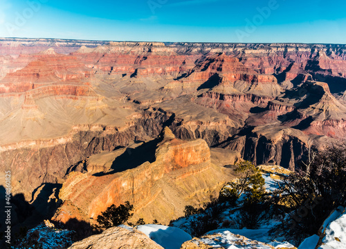 Snow Covered Sandstone On Powell Point, Grand Canyon National Park, Arizona, USA