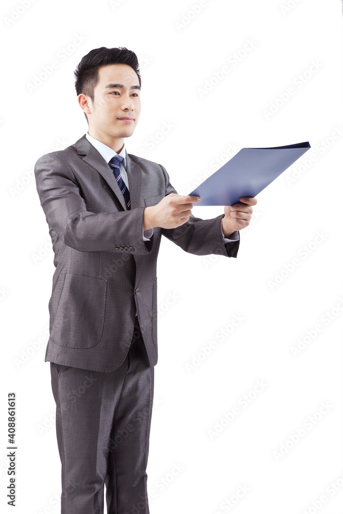 Business people holding a folder Business people holding a folder