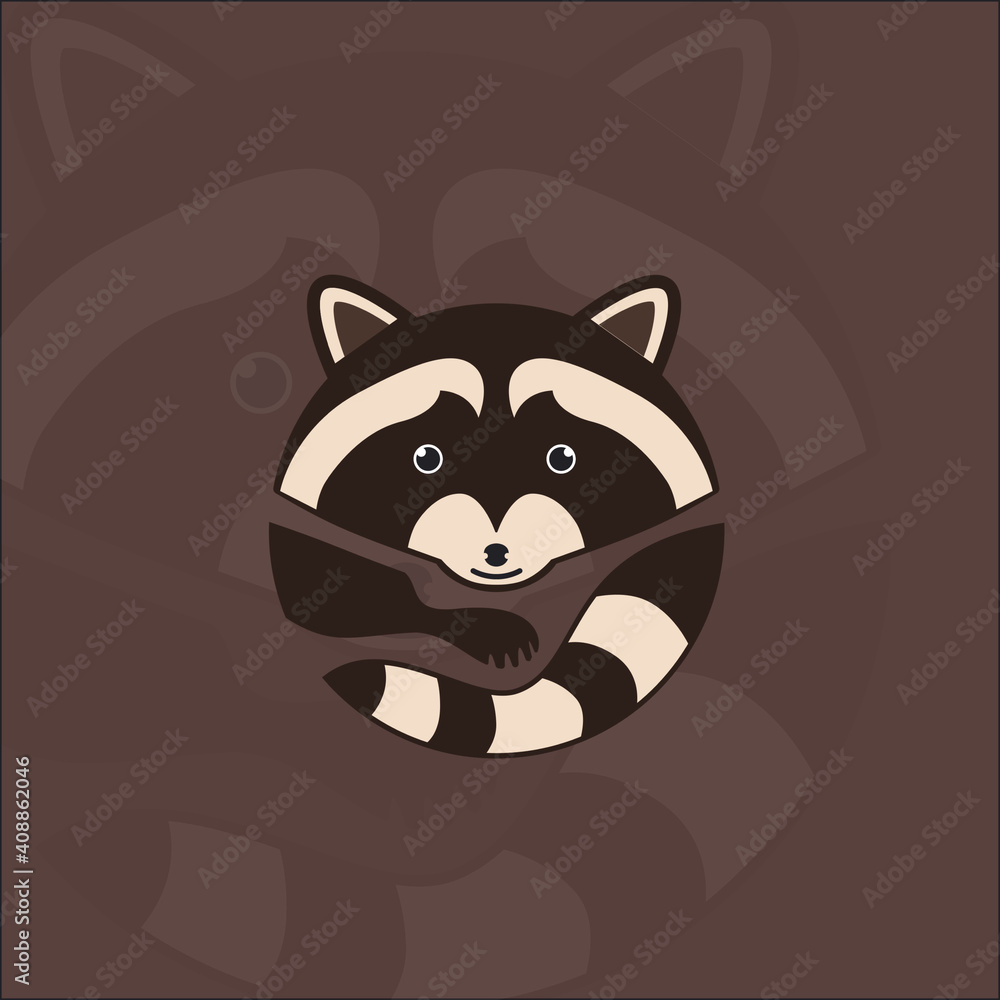 Fototapeta premium Round Raccoon. Vector illustration.Isolated vector sign symbol.