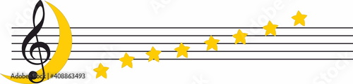 musical staff with stars notes and moon, moonlight sonata 