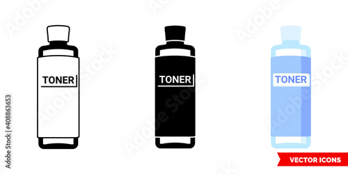 Toner icon of 3 types color, black and white, outline. Isolated vector sign symbol.