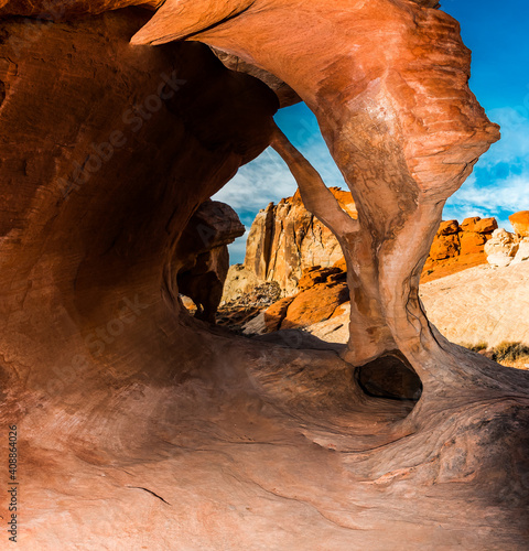 Photography Fire Cave Arch With The White Domes in the Distance, Valley of Fire State Park,