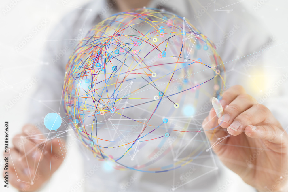 Abstract network of physical devices on the Internet using a network connection with statistics numbers 3d illustration Abstract network of physical devices on the Internet using a network connection with statistics numbers 3d illustration