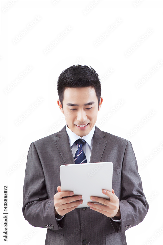 Business people using iPad