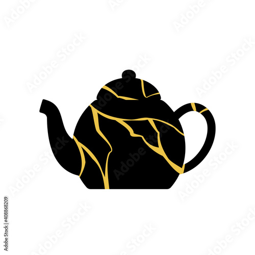 Gold kintsugi Japanese Art of Repairing teapot