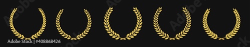  Set of golden award laurel wreath, vector illustration