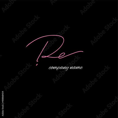 re beauty monogram and elegant logo design