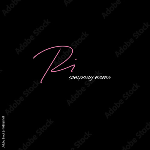 ri beauty monogram and elegant logo design