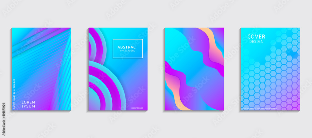 Modern abstract covers set, minimal covers design. Colorful geometric background, vector illustration.