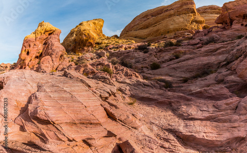 Pastel Colored Rock Formations Along White Domes Trail, Valley of Fire State Park, Nevada, USA