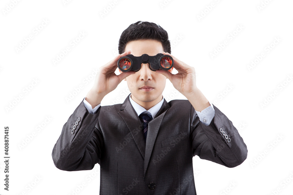 Business people and portable telescope Business people and portable telescope