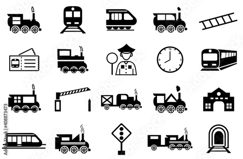 Train icons set. symbol illustration of train vector. silhouette. editable file. 