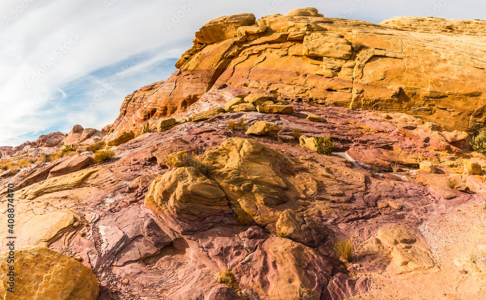 Obraz premium Pastel Colored Rock Formations Along Kaolin Wash, Valley of Fire State Park, Nevada, USA