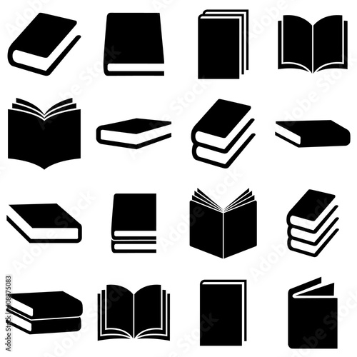 Book set icons, logo isolated on white background