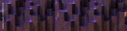 Purple Hexagon pattern backdrop background. 3D rendering.